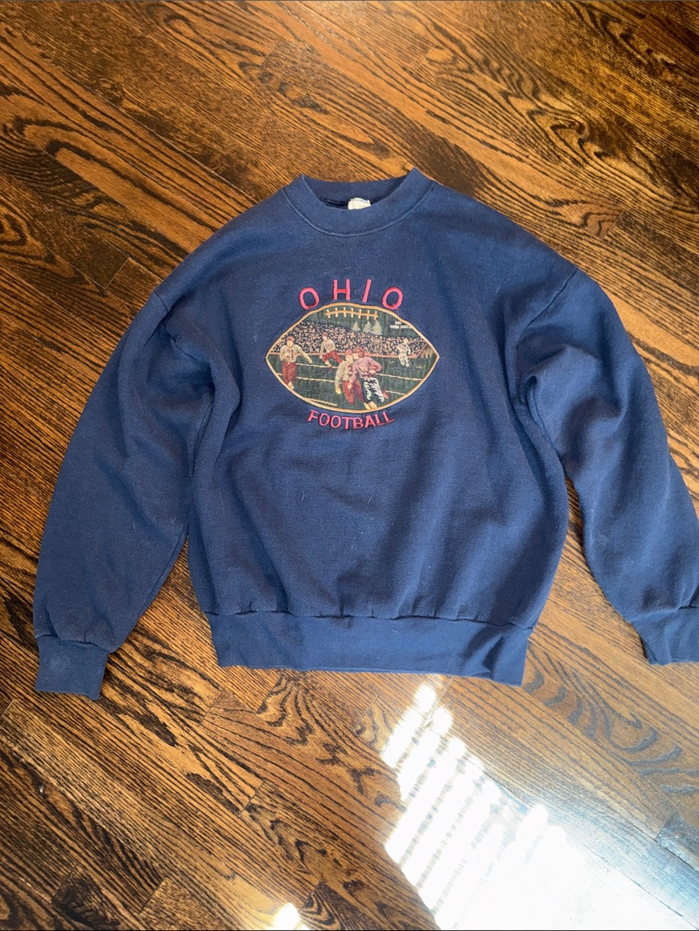 Vintage 90s Fruit of the Loom Ohio Football Crewneck Sweatshirt Navy Blue XL USA